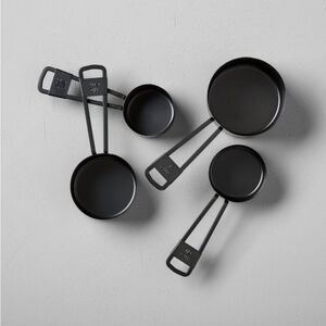 Hearth & Hand black measuring cups with leather snap loop